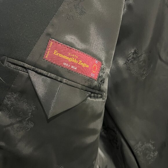 Bespoke Astor & Black Zegna 100% Silk Black Dinner Sport Jacket Blazer 42 R - Picture 7 of 7